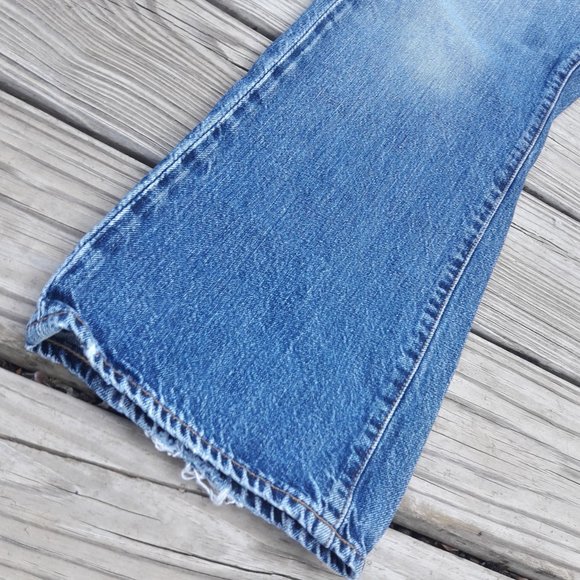 Vintage Jeans Bootcut Handcrafted All Cotton Classic Straight Leg Blue 34W 34L - Picture 10 of 15